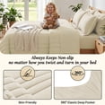 thumbnail image 4 of Dhole 7-Piece Bed in Bag - Full Size Striped Comforter Sets, Pillowcases & Sheet Collection for Cozy Bedding Sets - Beige, 4 of 10