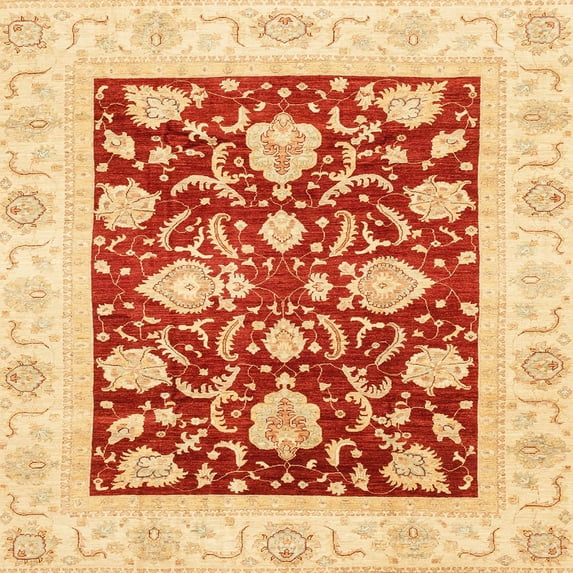 Ahgly Company Indoor Square Abstract Orange Red Oriental Area Rugs, 4' Square