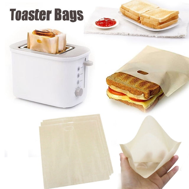 Oleegame 1PC 5Pcs Toaster Bags Reusable For Grilled Cheese Sandwich Non Stick Heat Yellow
