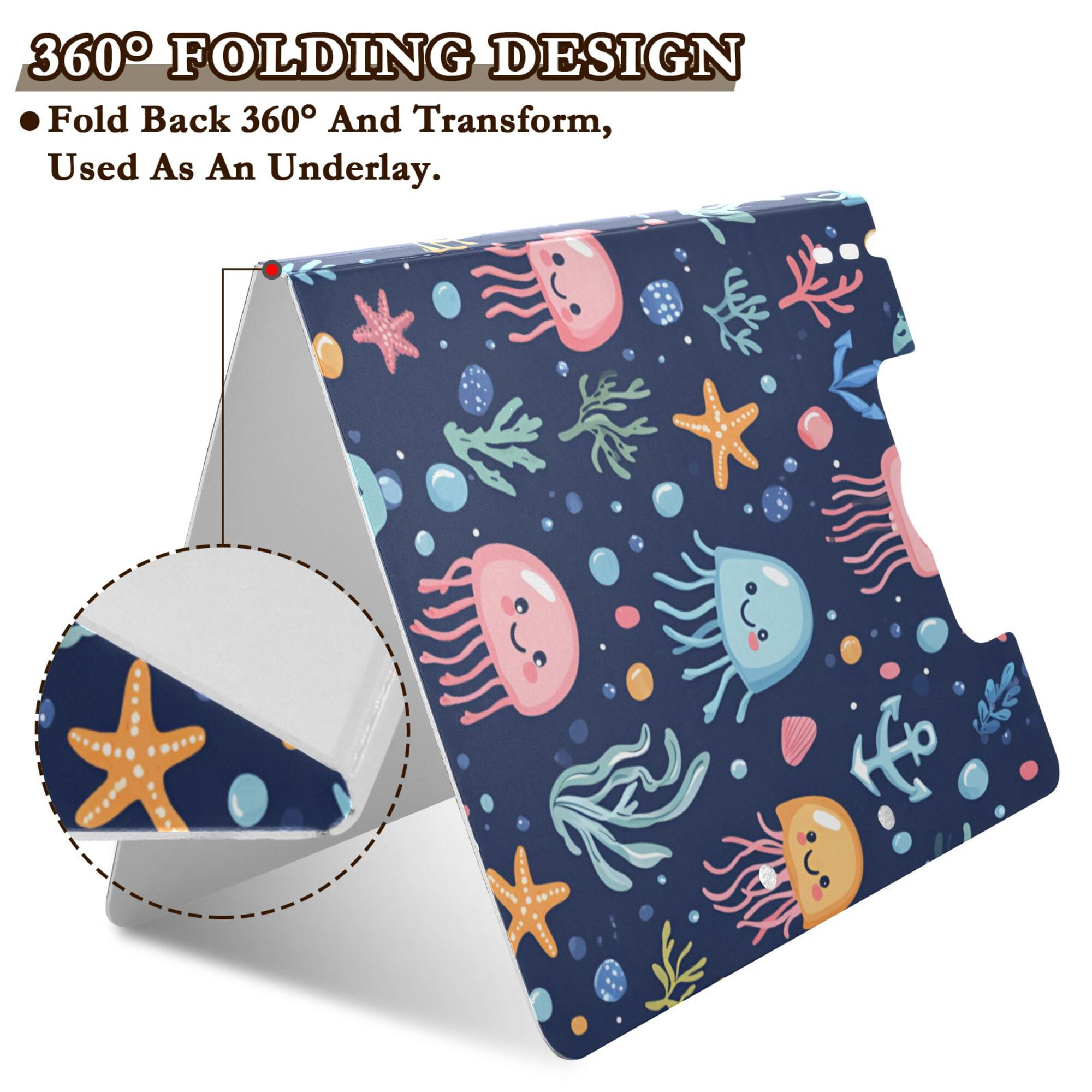 FORMRS A4 Clipboard Folder with Pen Holder Horizontal Foldable School Office Binder, Yellow Jellyfish