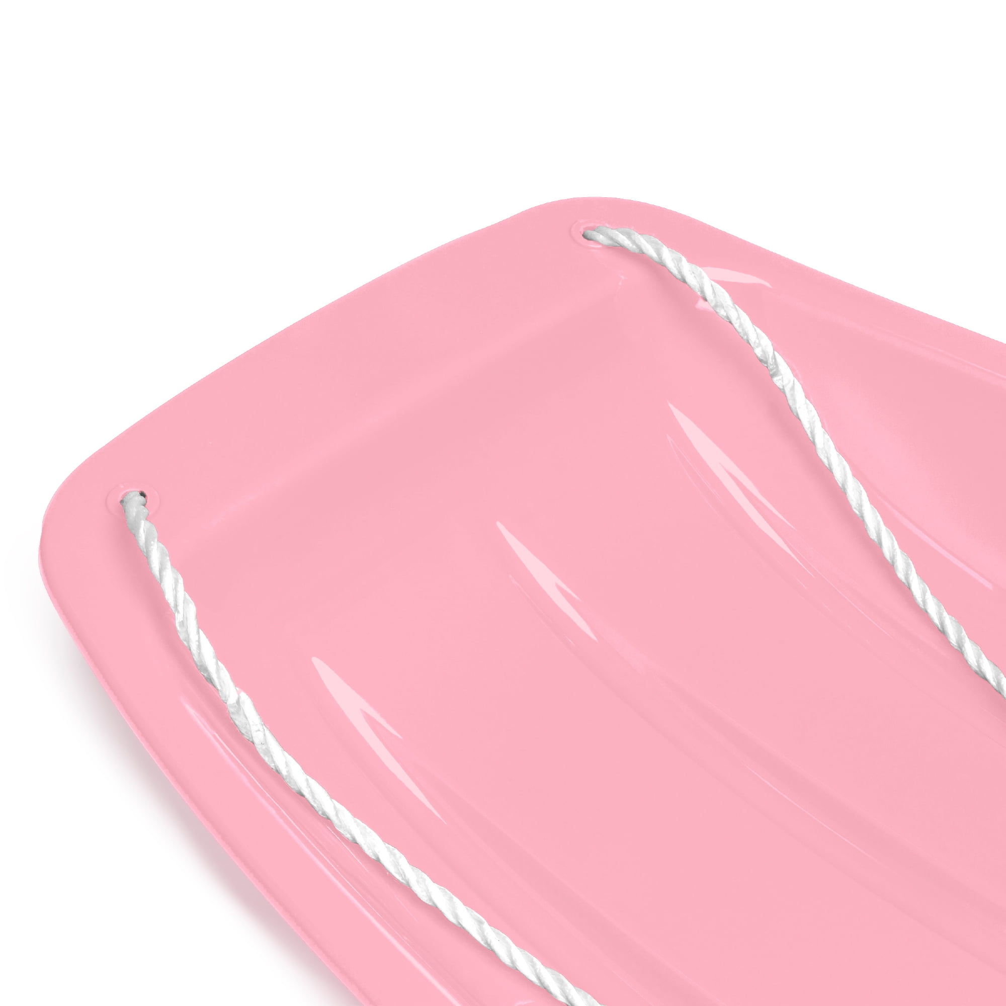 Best Choice Products 35in Kids Outdoor Plastic Sport Toboggan Winter Snow Sled Board w/ Pull Rope, 2 Handles - Light Pink