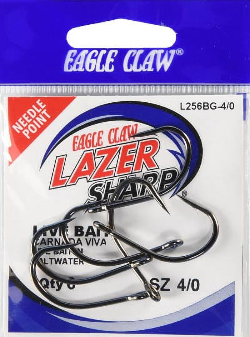 (3 pack) Lazer Sharp L256BGH-4/0 Short Shank Live Bait Hook, Black, Size 4/0, 6 Pack