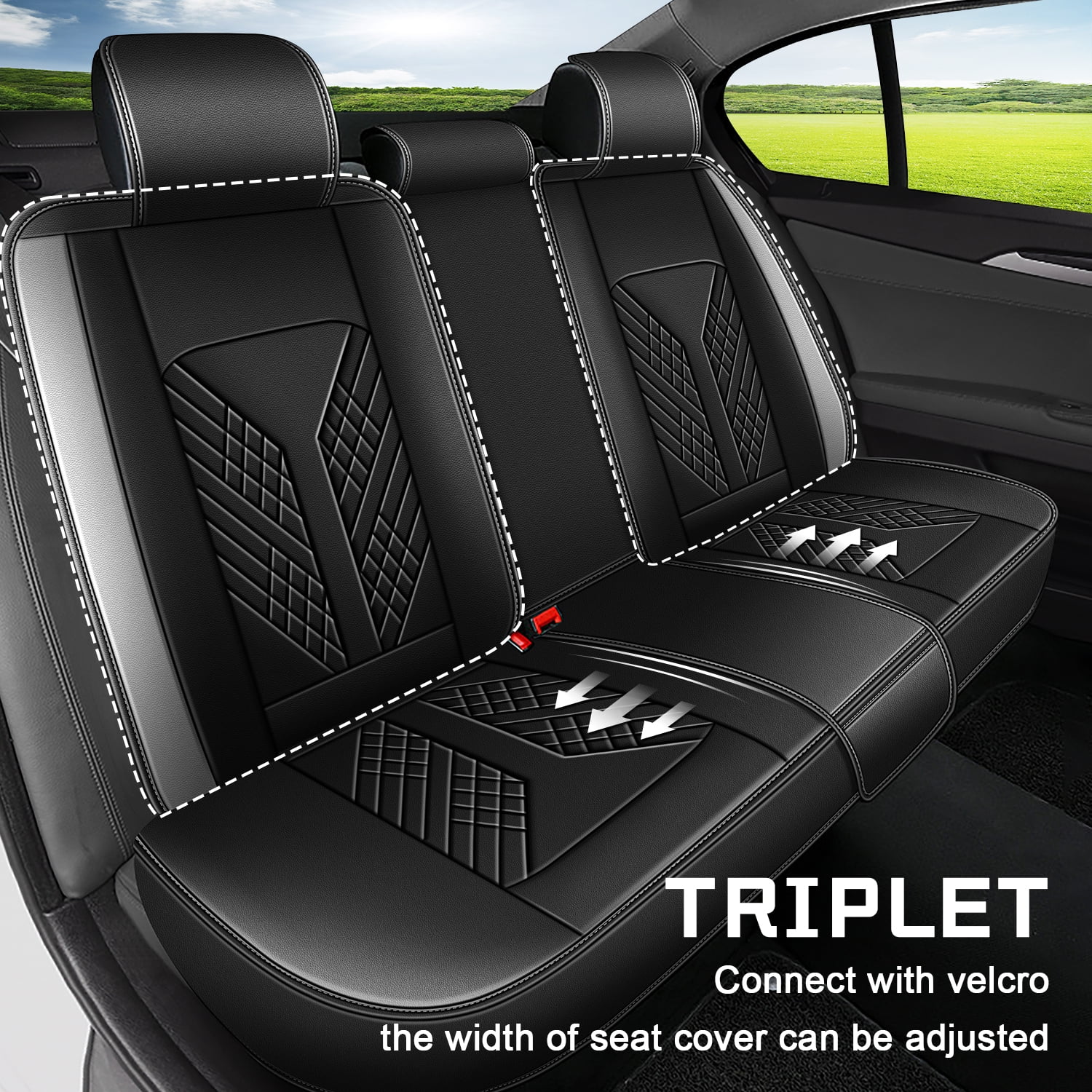 HQBQBUG Car Seat Covers Full Set Fit for Toyota Camry 2002-2025 2026 5 Seats Waterproof Leather Front and Back Car Seat Covers Protectors Grey,Full Set(2 Row 5 Seats)