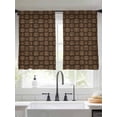 thumbnail image 2 of Dark Brown Rattan Sheer Curtains 45 Inch Length 2 Panels Set, Vintage Abstract Wicker Texture Voile Window Treatment Rod Pocket Small Kitchen Curtains Drapes for Bedroom 52"x45"x2, 2 of 7