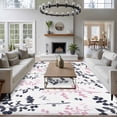 thumbnail image 3 of Area Rug for Living Room, Grey Pink Botanical Non-Slip Indoor Large Carpet for Bedroom/Dining Room, Watercolor Spring Floral Summer Leaf Washable Low-Profile Rectangle Floor Runner Rugs - 6 x 9 Ft, 3 of 8
