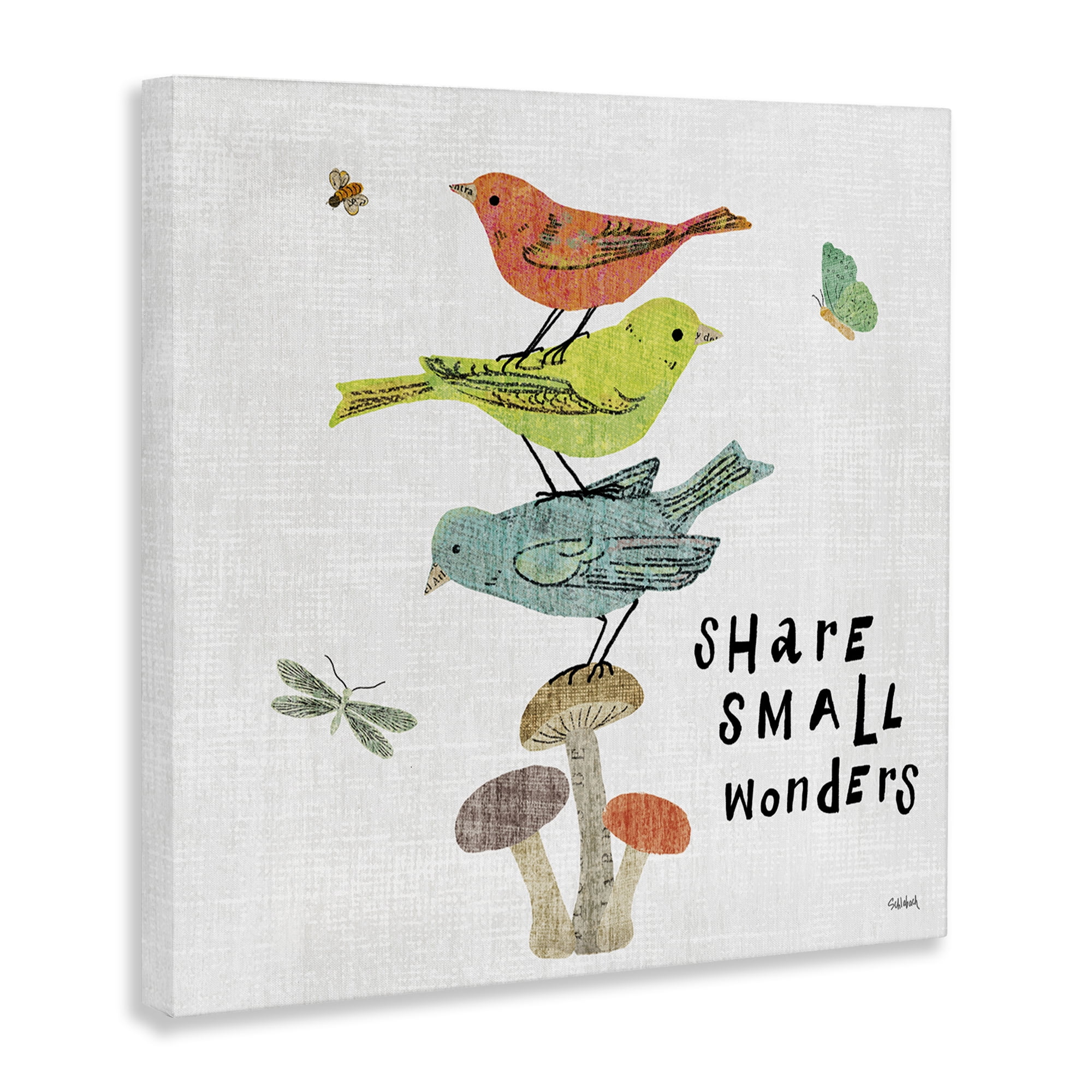 Stupell Industries Small Wonders Phrase Animals Painting Wrapped Canvas Art Print Wall Art, 36 x 36