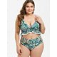 thumbnail image 2 of Planta de impresión del enrejado Frilled más el tamaño de traje de baño bikini Rosegal Pantalones de talla grande, 2 of 5