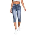 thumbnail image 5 of FASHIONWT Women Polycotton Denim Jeans Drawstring Torn Ripped Calf Length Pants, 5 of 5