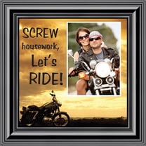 Classic Motorcycle "Screw Housework, Let's Ride!" Sunset with Personalized Picture Frame, 10X10 9770