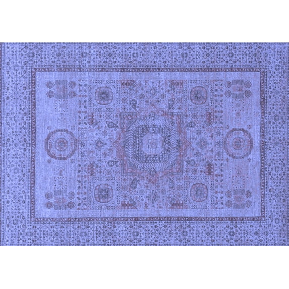 Ahgly Company Machine Washable Indoor Rectangle Abstract Blue Modern Area Rugs, 7' x 10'