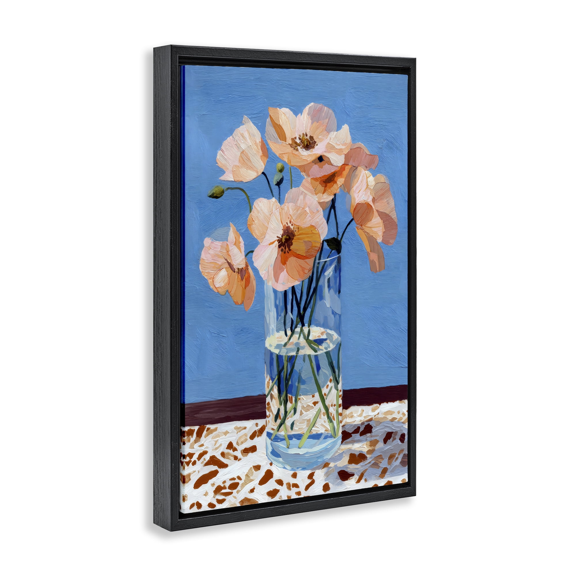Stupell Industries Bright And Pink Poppies Black Framed Floater Canvas Wall Art, design by Petal Prints Design