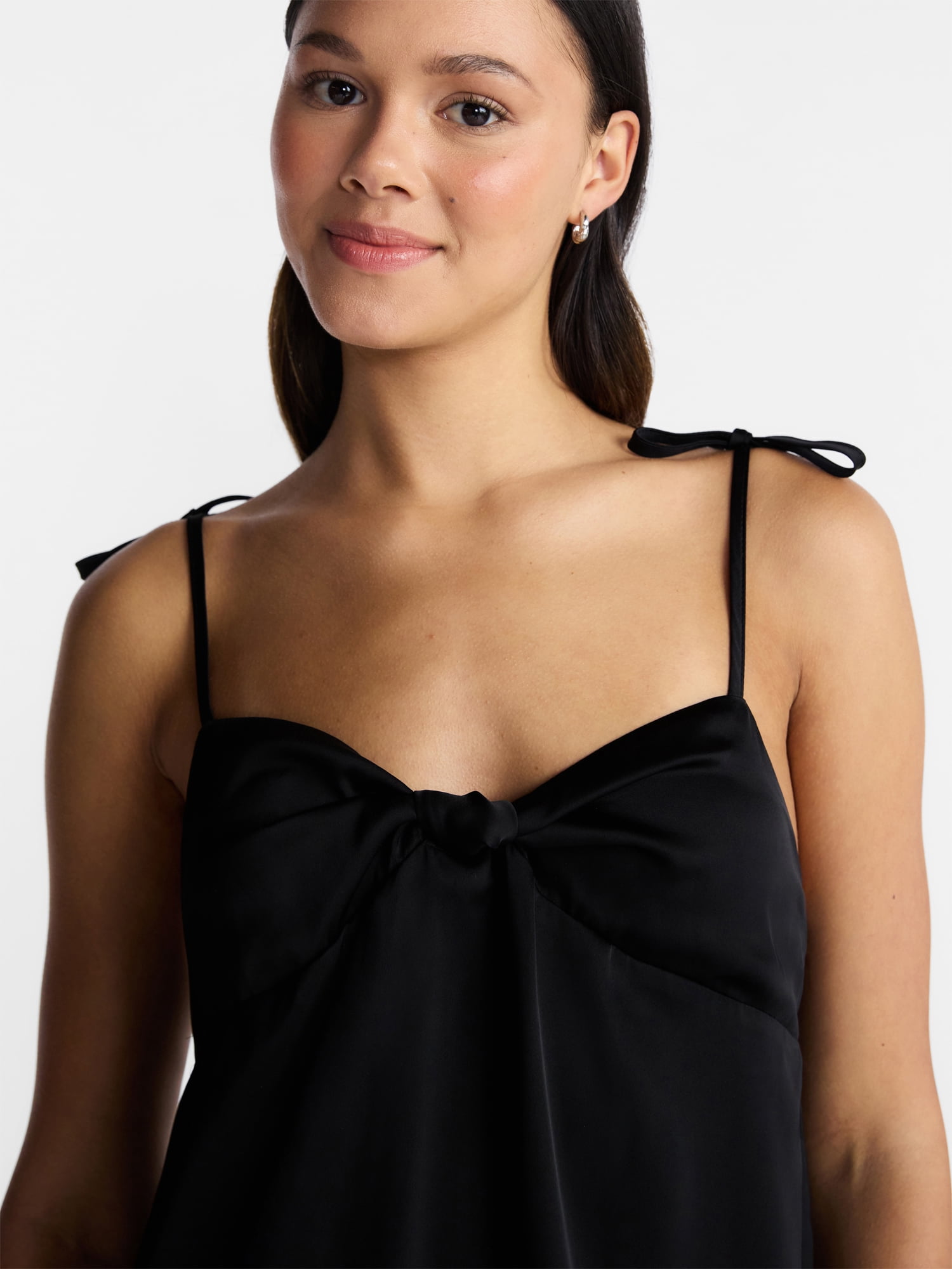 No Boundaries Knot Front Slip Mini Dress, Women’s XXS-XXL