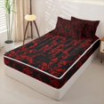thumbnail image 2 of Manfei Halloween Ghost Zipper Full Size Comforter Sets with Fitted Sheet and 2 Pillowcases, Gothic Floral Damask Zipper Bedding Set, Red Black,Black Reversible,4 Pieces, 2 of 6