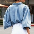thumbnail image 5 of Denim Jeans Women's Shirts Full Sleeves Shirt Turn Down Collar Jeans Shirt plus Size Mini Skirt Dress Jacket Oversize Denim Jean Jacket Women Jean Jumpsuit for Women Oversize Button down Jackets Puffy, 5 of 8