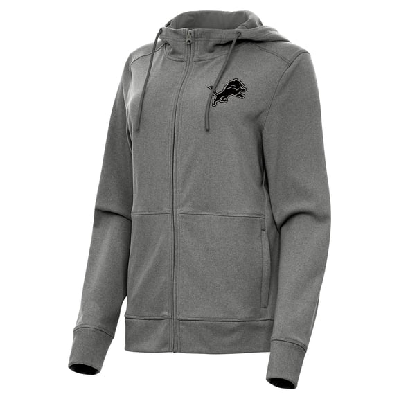 Women's Antigua Heather Black Detroit Lions Seeker Full-Zip Hoodie Jacket