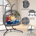 thumbnail image 5 of SEGMART 2-Person Hanging Swing Chair with Stand, Double Hanging Egg Chair with Cushion and Pillow, Foldable Wicker Rattan Patio Basket Hanging Chair for Indoor Outdoor Garden, Light Gray, 5 of 10