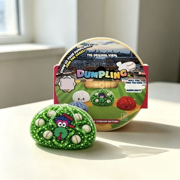 Baseball Themed Glitter Bun Squishy T-oy, 3.35 Inch Dumpling Stress Relief T-oy, Squishy Fidget Sensory T-oy,Stadium Edition Collectible Desk Decor Gift