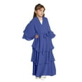 thumbnail image 4 of Girls Boho Maxi Dress 3-Piece Set Blue, Long Sleeve with Pockets & Headscarf for Party Church Holiday, Sizes 5-6Y to 13-14Y,Size 13-14 T, 4 of 9
