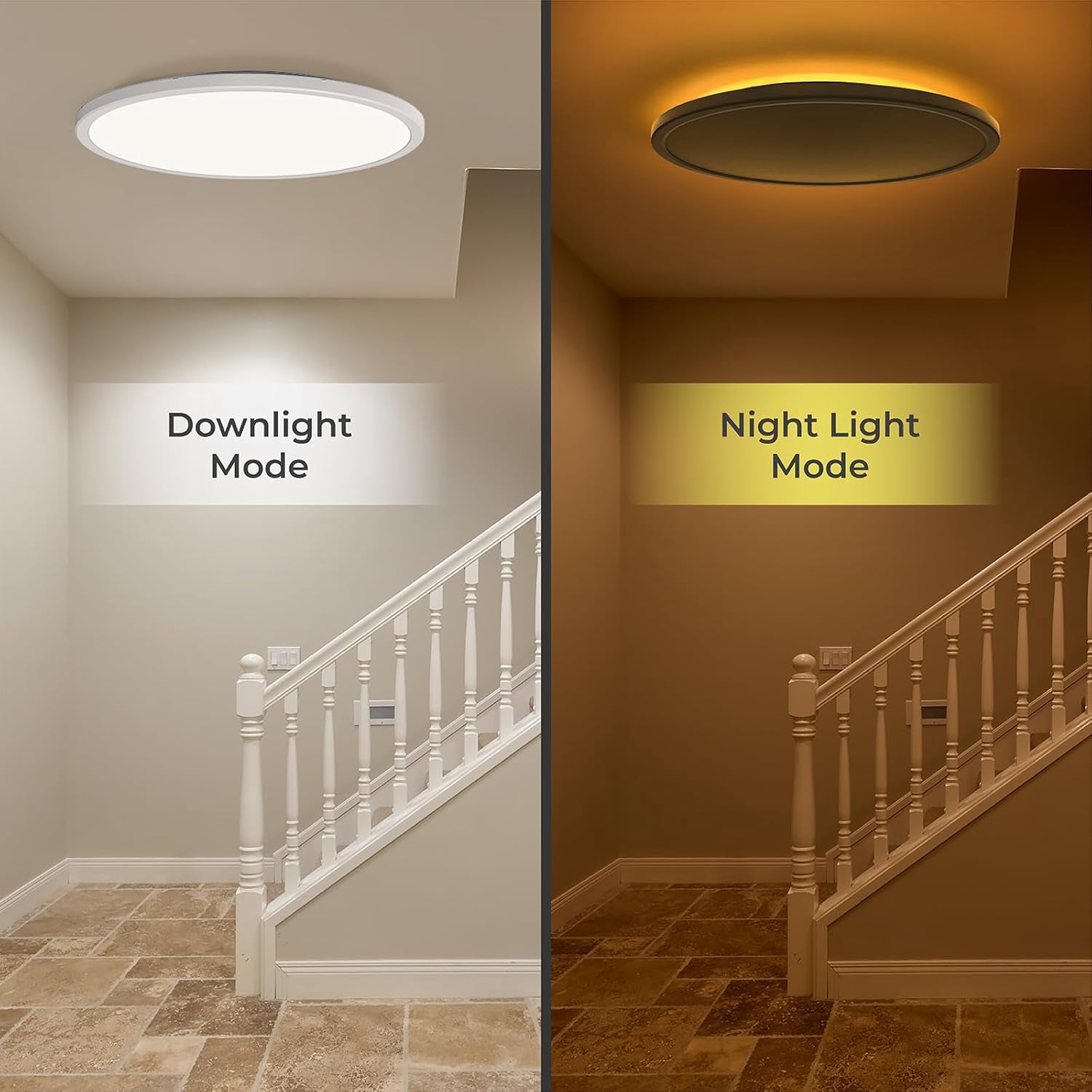 Matane 15.4'' LED Flush Mount Ceiling Light Fixture with Remote Control, Nightlight 2000K Warm,36W 3600LM 3000K-6500K Dimmable Surface Mount Lighting Fixture for Bedroom, Dining Room, Kitchen,White