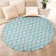 thumbnail image 4 of Light Blue Christmas Santa Pattern Round Blanket,Comfortable Soft Flannel Throw Blanket,All Season,Warm Lightweight Blankets for Sofa Bed Couch Living Room Chair 47"x47", 4 of 5