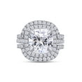 thumbnail image 2 of AFFY 3.50CT Cushion & Round Moissanite Diamond Halo Bridal Rings Set 14K White Gold over Silver-7.5, 2 of 6