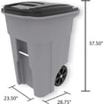thumbnail image 4 of 48 Gallon Heavy Duty Trash Can with Wheels, Rolling Garbage Bin with Lid, Durable Outdoor Waste & Recycling Container, Green, 4 of 6