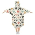 thumbnail image 2 of Dailycode Wearable Blanket Hoodie Oversized Sherpa Flannel Blankets with Pocket for 3-14 Year Old Colorful Heart, 2 of 7