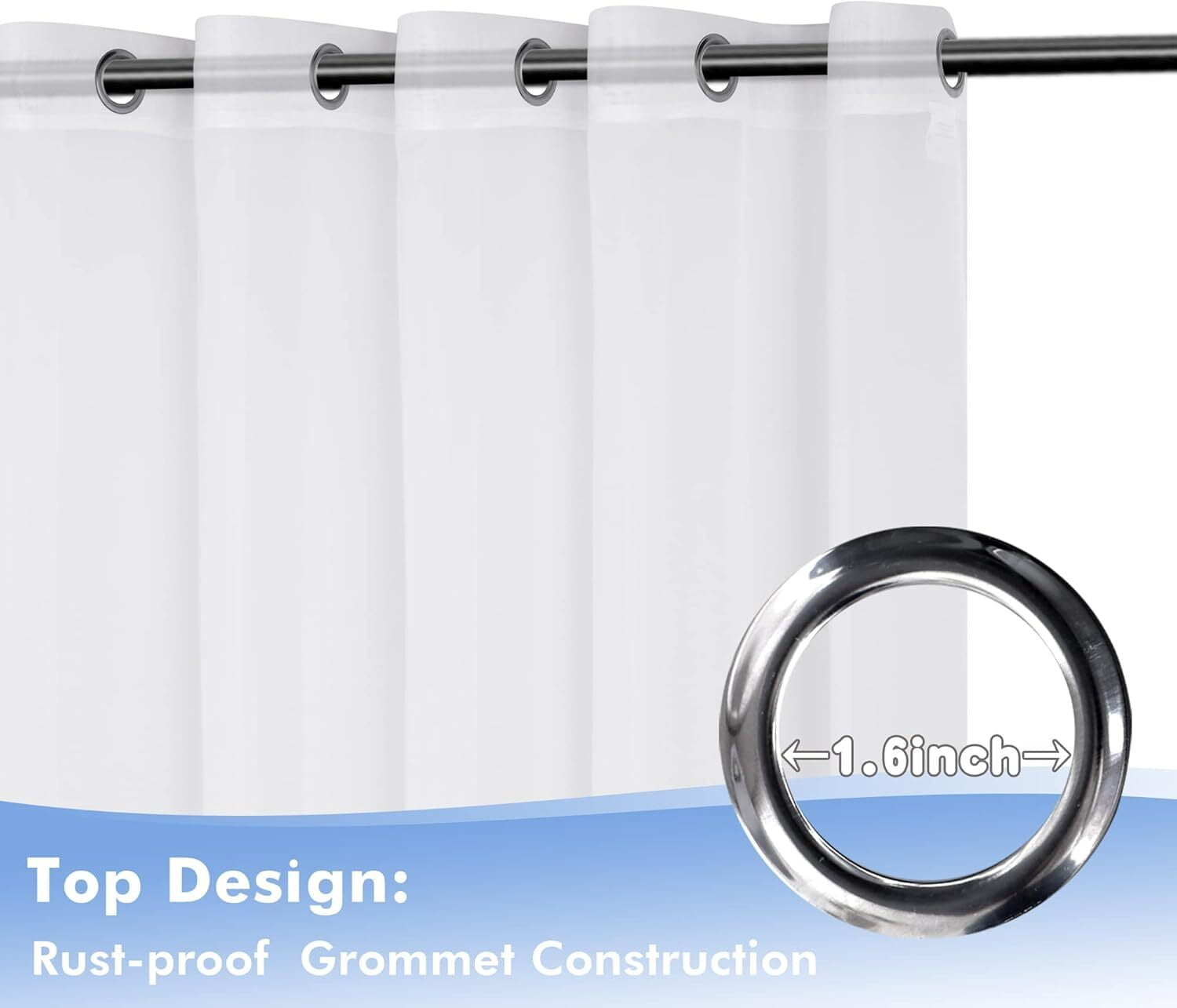 GoXteam Outdoor Sheer Curtains for Patio Waterproof, 2 Panels Rod Pocket Indoor/Outdoor Voile White Sheer Curtain for Pergola, Porch, Cabana and Gazebo, 52 x 84 inch, White