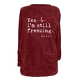 thumbnail image 4 of WREESH Womens Fashion Sweatshirt Fuzzy Fleece Crewneck Sweatshirt Print Pullover Plus Size Long Sleeve Tops Round- Neck And Winter Loose Pocket Warm Blouse Tops Wine, 4 of 4