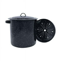11.5 in. 15.5 qt. Ceramic Over Steel Stock Pot  Black & White