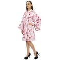 thumbnail image 1 of Bimba Women's Pink Long Sleeve Kimono Coverup Robe Floral Print Sleepwear - 22, 1 of 4