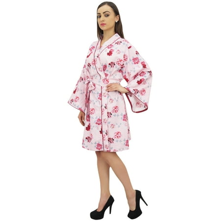 

Bimba Women s Pink Long Sleeve Kimono Coverup Robe Floral Print Sleepwear - 6