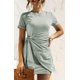 thumbnail image 1 of Vestido ceñido al cuerpo con cuello redondo para mujer, vestido de camiseta de manga corta con lazo en la cintura, minivestido informal de verano 2022 S-XXL Fokelyi WRLF-106-3, 1 of 7