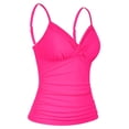 thumbnail image 2 of Hilor Women's Tankini Tops Ruched Swimsuits Tummy Control Swimwear Cross Wrap V Neck Bathing Suit Top Only, 2 of 6