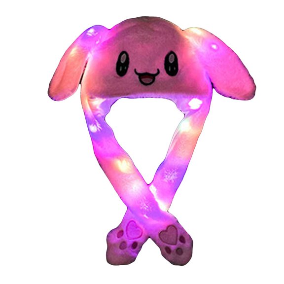 Kiplyki Fashion Cute Men And Women Plush Light Rabbit-Shape Ear Hat Wrap Warm Hat Cap