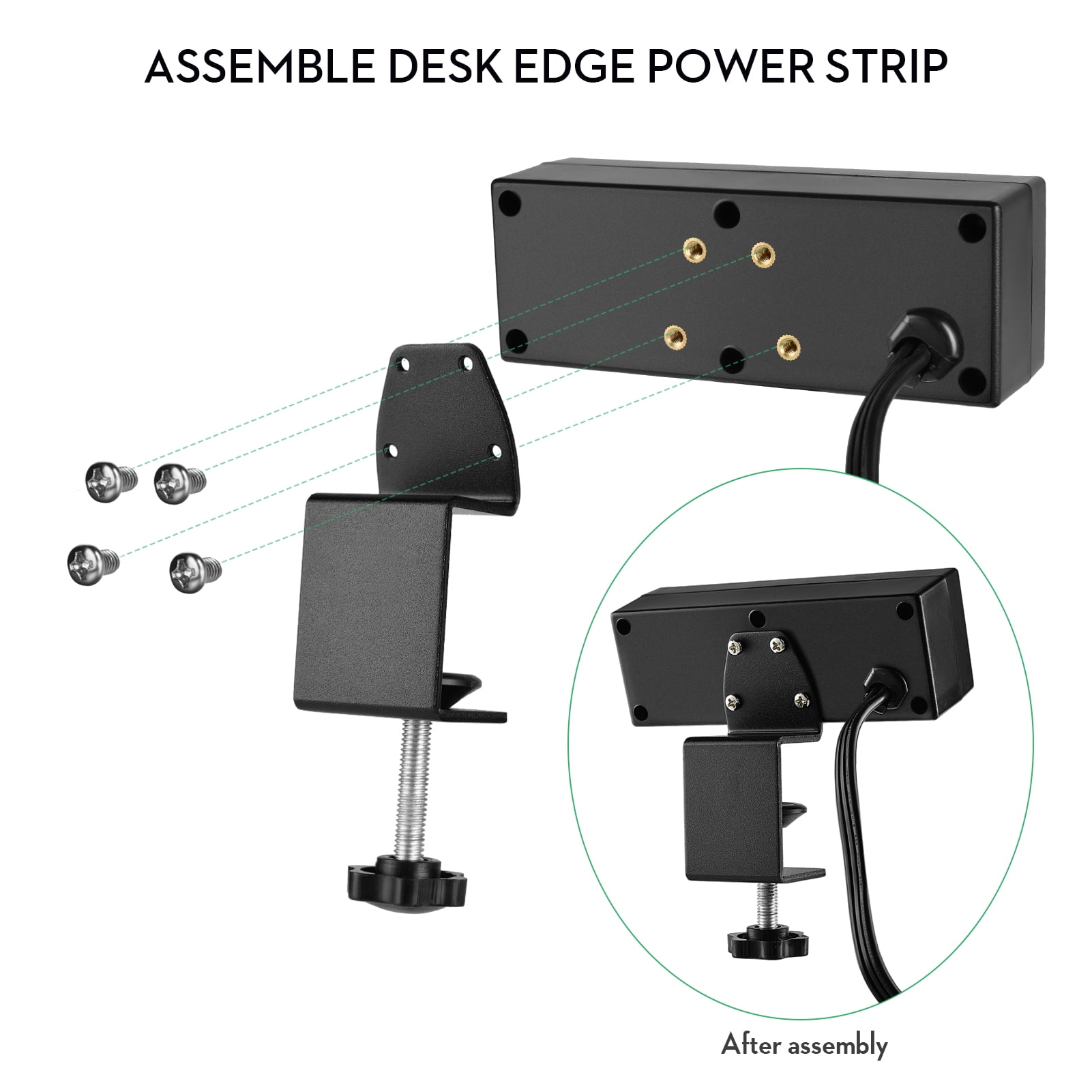 Desk Clamp Power Strip with USB Ports Desktop Mountable Outlets Table Edge Power Plug