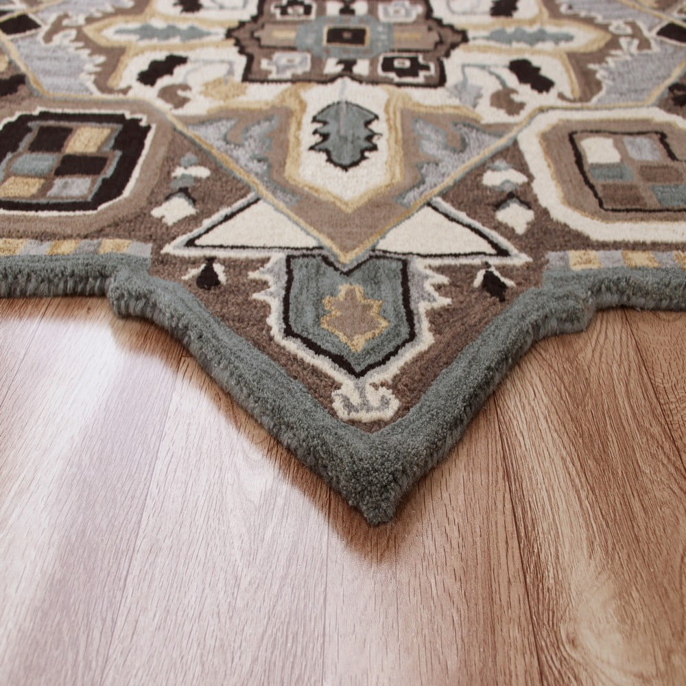 Ox Bay Selah 5' Star Gray/Mocha Southwestern Hand-Tufted Indoor Area Rug