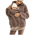 thumbnail image 2 of Women's 2-in-1 Babywearing Maternity Fleece Coat - Zip-Up Thicken Winter Outerwear with Built-in Baby Carrier Pocket, Warm Postpartum Mommy & Me Jacket, 2 of 9