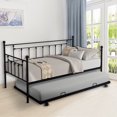 thumbnail image 2 of Contemporary Metal with Trundle Daybed, Twin, Black, 2 of 10