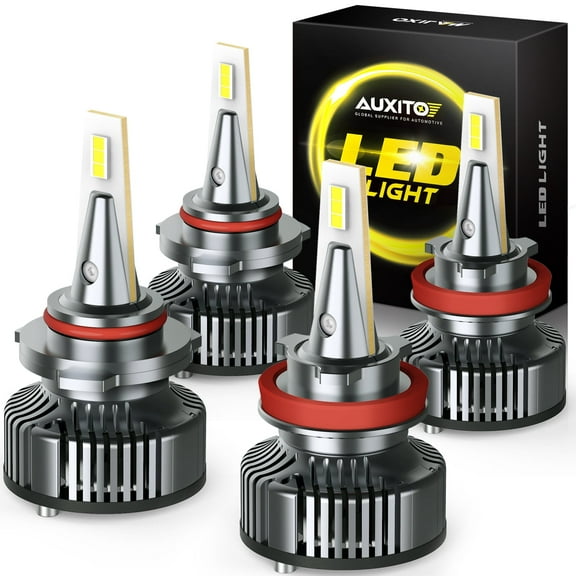 AUXITO 9005 HB3 LED Headlight Bulbs and H11 H8 H9 LED headlight Bulbs Combo Kit, 500% Times Brighter, 6500K White,Pack of 4