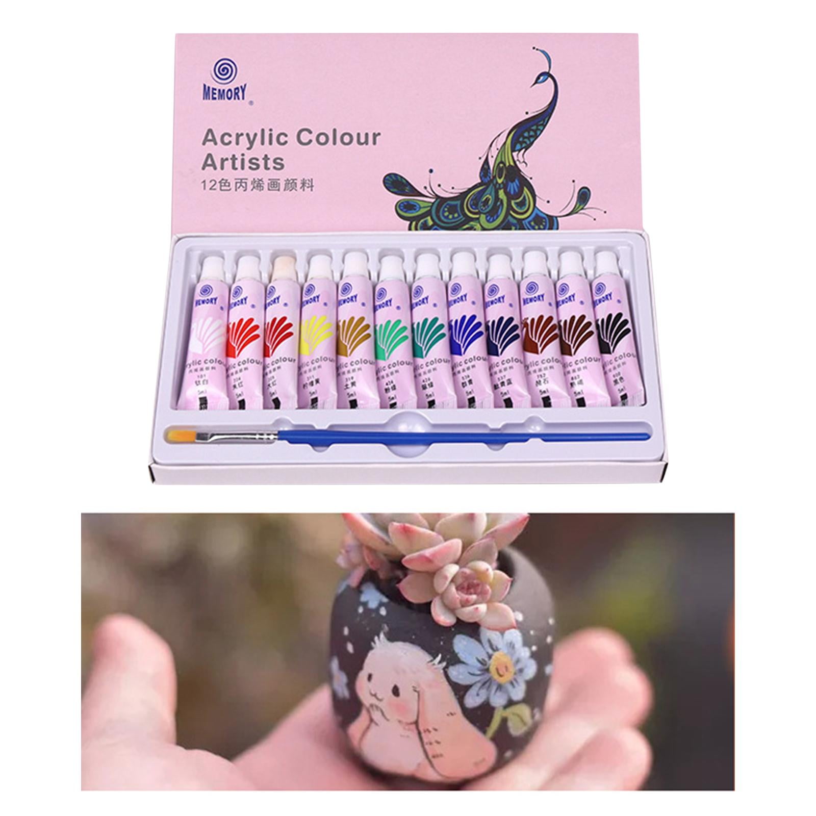 Acrylic Paint, Craft Paint with 1 Paint Brush, Rich Pigments Multi