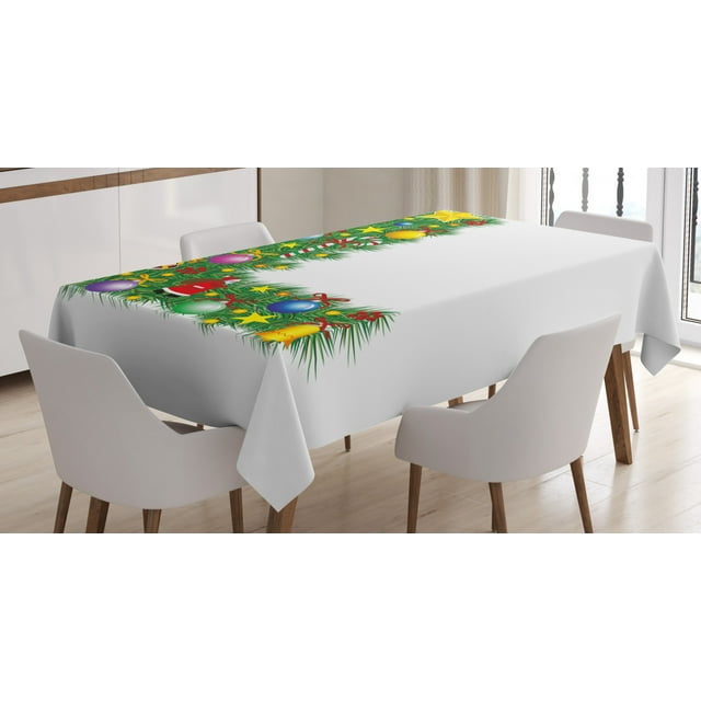Ambesonne Letter L Tablecloth Rectangular Table Cover, Pine Tree Majuscule L, 60"x90", Multicolor