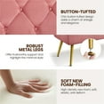 thumbnail image 5 of Yaheetech Velvet Upholstered Button Tufted Footstool Bench for Bedroom, Pink, 5 of 6