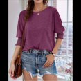 thumbnail image 4 of Blusa Tipo Túnica Informal con Cuello Redondo y Ligera para Mujer, Color Rojo Vino L, 4 of 6