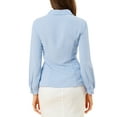 thumbnail image 3 of Unique Bargains Women's Peter Pan Collar Long Sleeve Work Office Shirt S Light Blue, 3 of 6