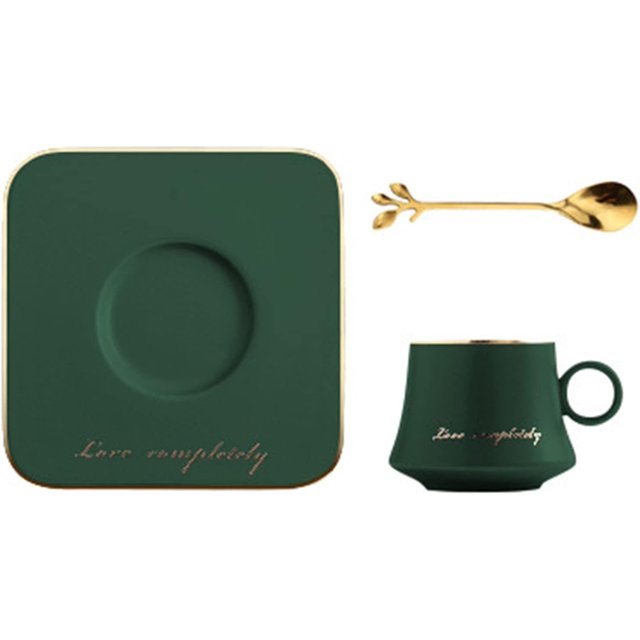 Green,Ceramic Cappuccino Cup Set Coffee Cup with Saucer Spoon Suitable for Latte Milk Fruit Tea Tableware Multicolor