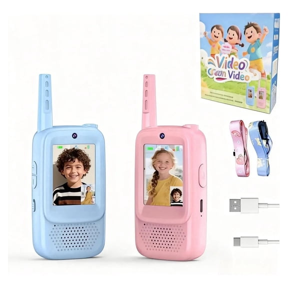 Marrku 2 Pack Kids Video Walkie Talkies with Rechargeable Battery HD Camera and Voice