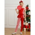 thumbnail image 3 of TiaoBug Kids Girls Sleeveless Sparkly Sequins Dance Unitards Jumpsuit Christmas Candy Cane Costume Red 16, 3 of 7