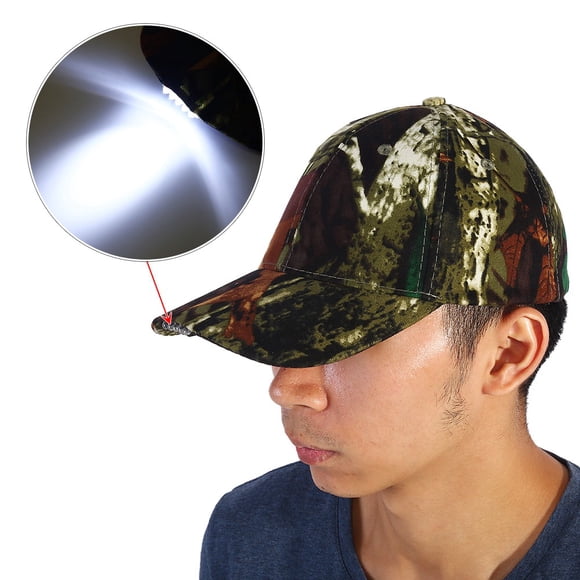 Gorra LED Bling Bling de pesca ligera y ajustable de algodón con 5 luces LED incorporadas