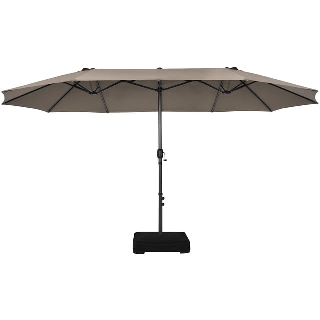 Patiojoy Parasol de Patio Double Face de 15 Pi avec Base, Parasol de Marché Extra-Grand pour l'Extérieur, Café